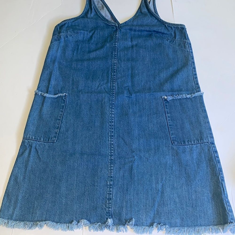 Old Navy Raw Hem Denim Jumper Dress Medium Wash XS